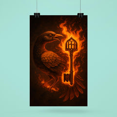 Sankofa bird carrying burning library key poster 6