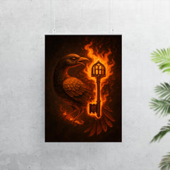 Sankofa bird carrying burning library key poster 7