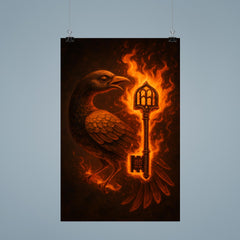 Sankofa bird carrying burning library key poster 9