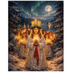 Sankta Lucia procession through Nordic darkness jigsaw puzzle