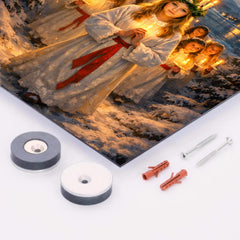 Sankta Lucia procession through Nordic darkness metal print mockup
