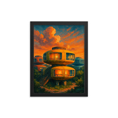 Sanzhi UFO Houses Taiwan framed print on a plain backdrop in size 12"x16".