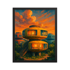 Sanzhi UFO Houses Taiwan framed print on a plain backdrop in size 16"x20".