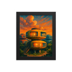 Sanzhi UFO Houses Taiwan framed print on a plain backdrop in size 8"x10".