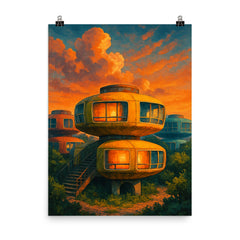 Sanzhi UFO Houses Taiwan poster on a plain backdrop in size 8"x10".
