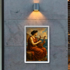 Sappho on sea cliff with lyre poster 2