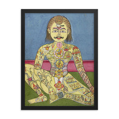 Sapta Chakra Kundalini yoga print, 1899 framed print on a plain backdrop in size 18"x24".