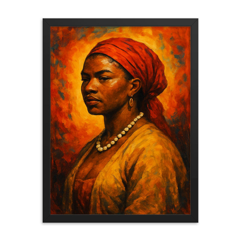 Sarah Baartman framed print on a plain backdrop in size 18