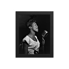 Sarah Vaughan framed print on a plain backdrop in size 8"x10".