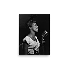 Sarah Vaughan poster on a plain backdrop in size 12"x16".