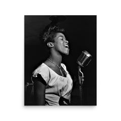 Sarah Vaughan poster on a plain backdrop in size 16"x20".