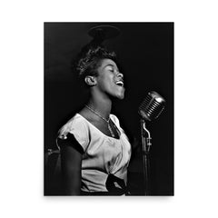 Sarah Vaughan poster on a plain backdrop in size 18"x24".