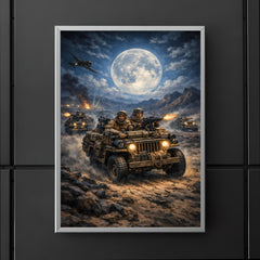 SAS jeep raid in North African moonlight poster 5