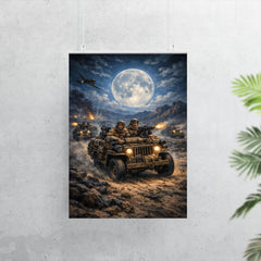 SAS jeep raid in North African moonlight poster 7