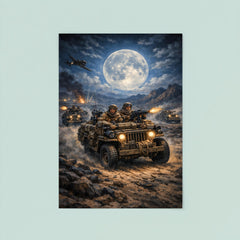 SAS jeep raid in North African moonlight poster 8