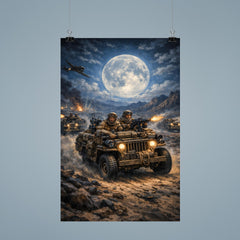 SAS jeep raid in North African moonlight poster 9