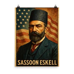 Sassoon Eskell poster on a plain backdrop in size 8"x10".