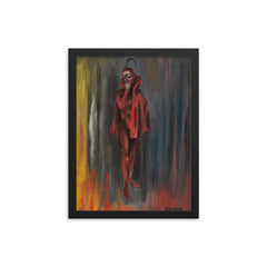Satan in Red by Edward Hopper, 1900 framed print on a plain backdrop in size 12"x16".