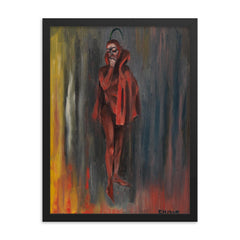 Satan in Red by Edward Hopper, 1900 framed print on a plain backdrop in size 18"x24".