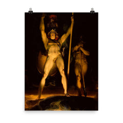 Satan Summoning His Legions by Thomas Lawrence, 1797 poster on a plain backdrop in size 8"x10".