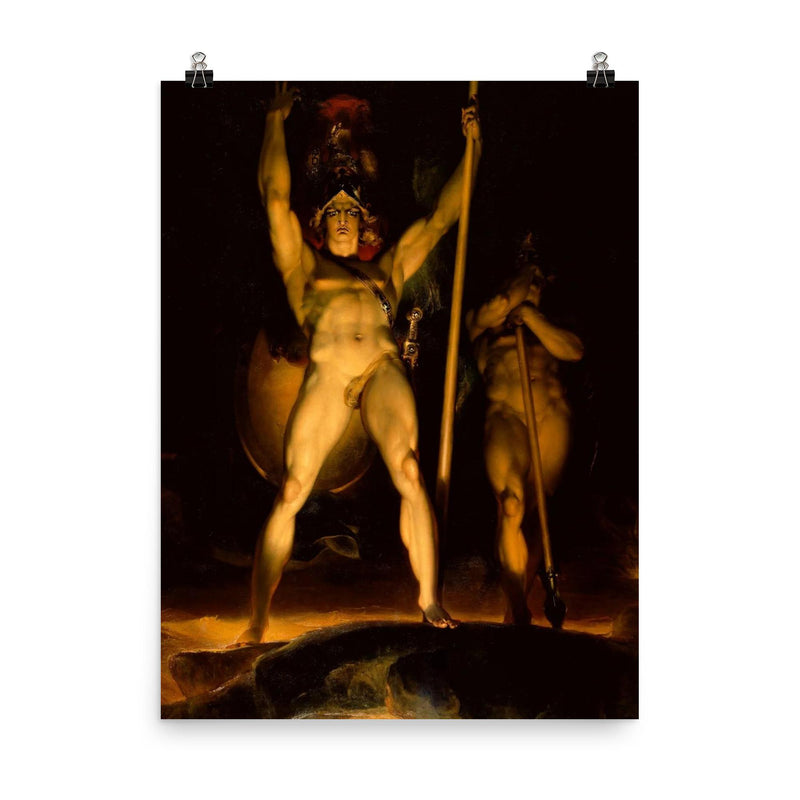 Satan Summoning His Legions by Thomas Lawrence, 1797 poster on a plain backdrop in size 8