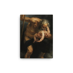 Saturn Devouring His Son by Peter Paul Rubens, 1636 canvas print on a plain backdrop in size 12"x16".