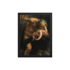 Saturn Devouring His Son by Peter Paul Rubens, 1636 framed print on a plain backdrop in size 12"x16".