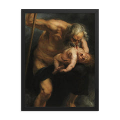 Saturn Devouring His Son by Peter Paul Rubens, 1636 framed print on a plain backdrop in size 18"x24".