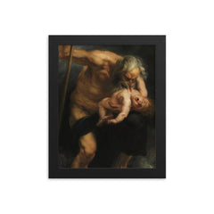 Saturn Devouring His Son by Peter Paul Rubens, 1636 framed print on a plain backdrop in size 8"x10".