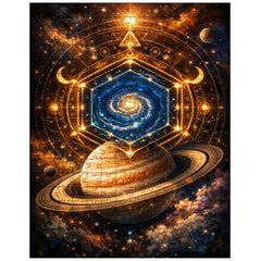 Saturn's hexagon like occult geometry jigsaw puzzle