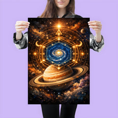 Saturn's hexagon like occult geometry poster 3