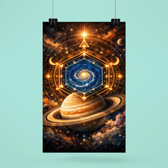 Saturn's hexagon like occult geometry poster 6