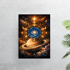 Saturn's hexagon like occult geometry poster 7