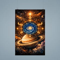 Saturn's hexagon like occult geometry poster 9