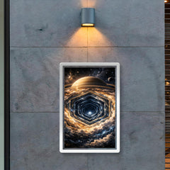Saturn's hexagon seen as polar geometric abyss poster 2