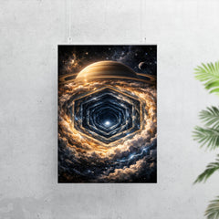 Saturn's hexagon seen as polar geometric abyss poster 7