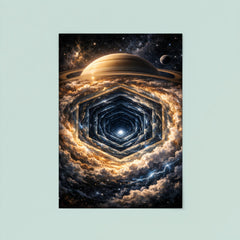 Saturn's hexagon seen as polar geometric abyss poster 8