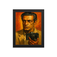 Satyajit Ray framed print on a plain backdrop in size 8"x10".