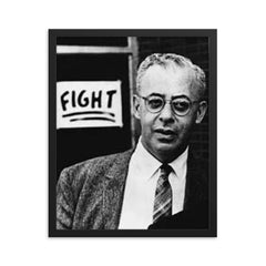 Saul Alinsky framed print on a plain backdrop in size 16"x20".