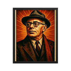Saul Alinsky framed print on a plain backdrop in size 16"x20".