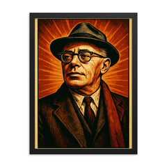 Saul Alinsky framed print on a plain backdrop in size 18"x24".