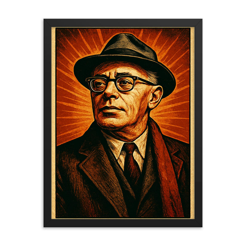 Saul Alinsky framed print on a plain backdrop in size 18