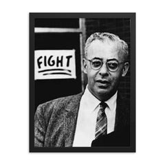 Saul Alinsky framed print on a plain backdrop in size 18"x24".