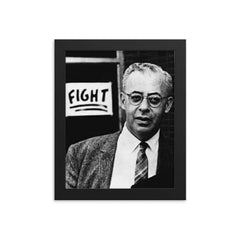 Saul Alinsky framed print on a plain backdrop in size 8"x10".