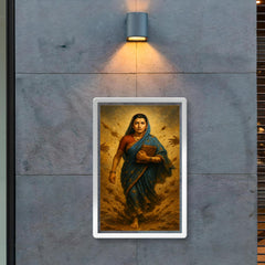 Savitribai Phule walking to school through thrown mud poster 2