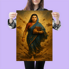 Savitribai Phule walking to school through thrown mud poster 3