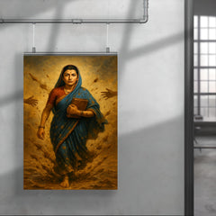 Savitribai Phule walking to school through thrown mud poster 4