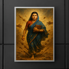 Savitribai Phule walking to school through thrown mud poster 5