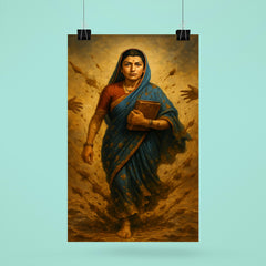 Savitribai Phule walking to school through thrown mud poster 6