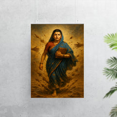 Savitribai Phule walking to school through thrown mud poster 7